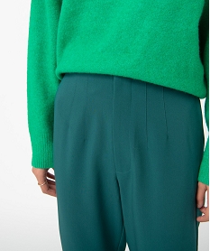 pantalon femme en toile coupe large et taille haute vert pantalonsD079701_2