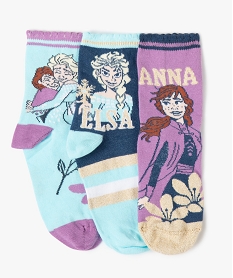 GEMO Chaussettes fille imprimées brillantes - La Reine des Neiges (lot de 3) Bleu