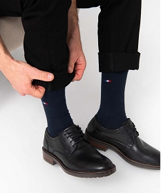 chaussettes homme tige haute a fines rayures tricolores - la chaussette bleu chaussettesD081301_2