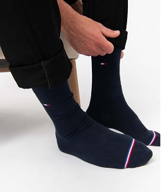 chaussettes homme tige haute a fines rayures tricolores - la chaussette bleuD081301_3