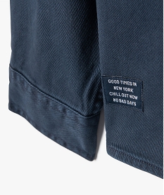 chemise garcon a manches longues en twill epais au coloris unique bleuD082901_2