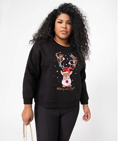 sweat femme grande taille a a motif special noel noirD083901_1