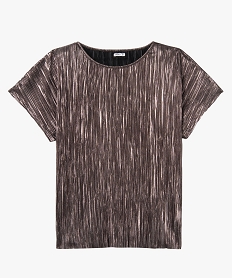 GEMO Tee-shirt femme grande taille loose en maille plissée scintillante Gris