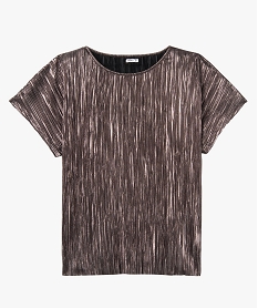 tee-shirt femme grande taille loose en maille plissee scintillante gris hauts a paillettesD084801_1