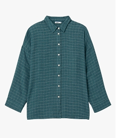 GEMO Chemise femme fluide à carreaux dorés Bleu