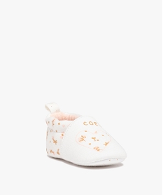 chaussons de naissance bebe fille en jersey imprime cœur blancD231601_2