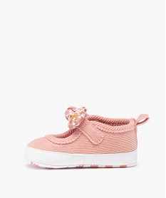 chaussons de naissance bebe fille style babies en velours cotele - lulucastagnette rose standardD231701_3