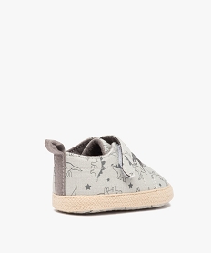 chaussons de naissance bebe garcon en toile dinosaures vert chaussures de naissanceD232001_4