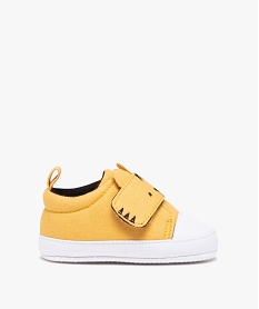 chaussons de naissance bebe garcon en toile motif tigre jaune chaussures de naissanceD232101_1