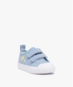 baskets bebe fille en toile unie avec fleurs sur le cote bleu baskets et tennisD236901_2