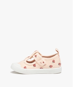 babies bebe fille en toile imprimee fermeture scratch rose baskets et tennisD237201_3