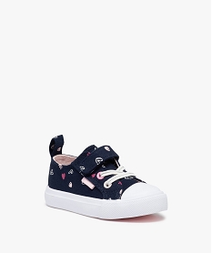 baskets bebe fille en toile imprimee fermeture facile bleu baskets et tennisD237301_2