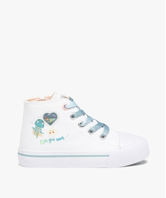 GEMO Baskets fille montantes en toile thème océan blanc standard