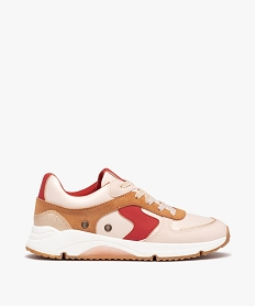 GEMO Baskets fille colorées à détails métallisés et lacets élastiques marron fonce