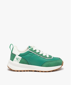 GEMO Baskets garçon unies style retro running à lacets vert standard