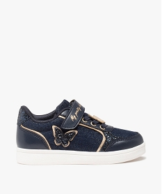 GEMO Baskets fille en denim brillant détails métallisés bleu chine