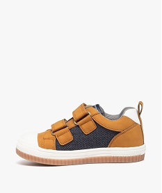 baskets garcon bicolores a bout renforce et scratchs orange tennis en toile du 24 au 40D240101_3