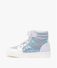 baskets fille mid-cut licorne avec sequins et paillettes blanc basketsD240301_3