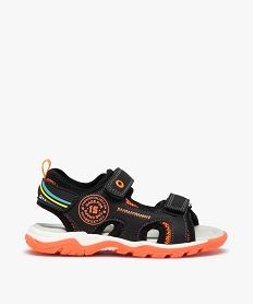 GEMO Sandales sport garçon à fermeture scratch noir vif