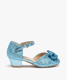 ballerines fille pailletees a talon et bride de fermeture bleuD244201_1