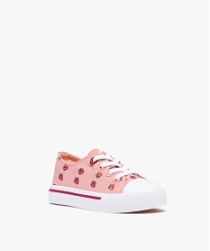 tennis fille en toile imprimee fermeture lacets elastiques rose tennis en toileD245501_2