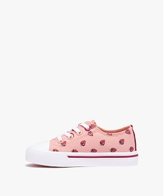 tennis fille en toile imprimee fermeture lacets elastiques rose tennis en toileD245501_3