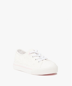 baskets fille en toile unie dentelle anglaise blanc tennis en toileD245901_2