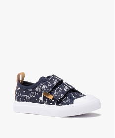 baskets garcon a scratch dessus toile motifs animaux bleu tennis en toile du 24 au 40D246301_2