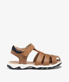 GEMO Sandales sport garçon à brides unies fermeture scratch marron standard