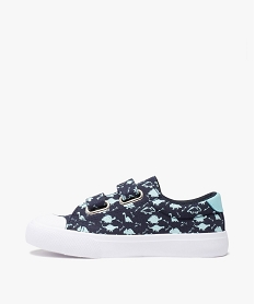 baskets garcon en toile imprimee dinosaures bleu tennis en toile du 24 au 40D249901_3