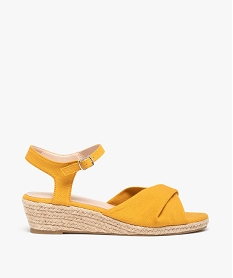 GEMO Sandales fille compensées dessus drapé en tissu jaune standard