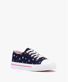 baskets fille en toile imprimee a bout renforce bleu tennis en toileD252901_2