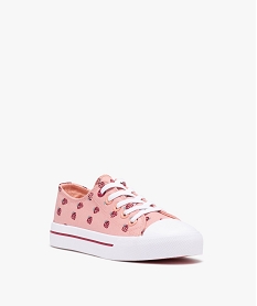 baskets fille en toile imprimee a bout renforce rose tennis en toileD253001_2