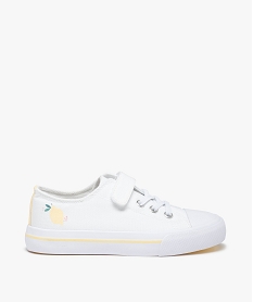 baskets fille en toile a bout renforce fermeture lacet et scratch blanc tennis en toileD253201_1