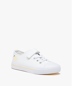 baskets fille en toile a bout renforce fermeture lacet et scratch blanc tennis en toileD253201_2