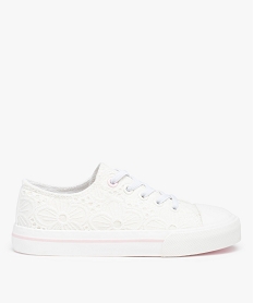 baskets fille en dentelle anglaise unie et lacets elastiques blanc tennis en toileD253301_1