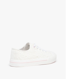 baskets fille en dentelle anglaise unie et lacets elastiques blanc tennis en toileD253301_4