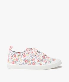 baskets fille en toile imprimee fleurs fermeture scratch vert tennis en toileD253401_1