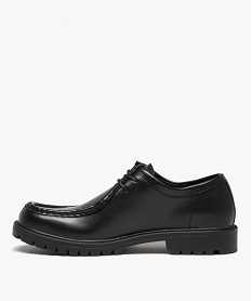 derbies homme unis a semelle crantee et plateau cousu noir chaussures de villeD254001_3