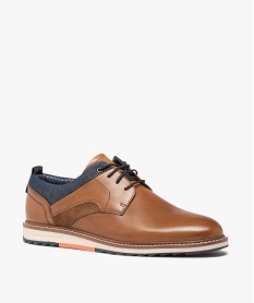 derbies homme dessus cuir et denim - taneo orangeD254301_2