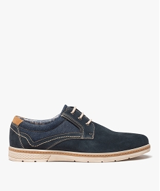 derbies homme dessus cuir et denim - taneo bleu chaussures de villeD254401_1