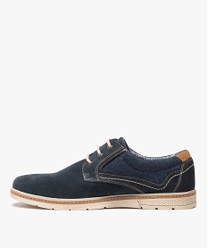 derbies homme dessus cuir et denim - taneo bleu chaussures de villeD254401_3