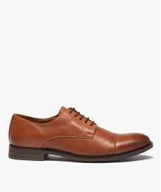 GEMO Derbies homme classiques dessus cuir uni marron standard