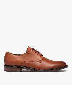 GEMO Derbies homme classiques dessus cuir uni à lacets Orange