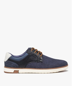 GEMO Derbies homme dessus toile à semelle contrastée bleu standard
