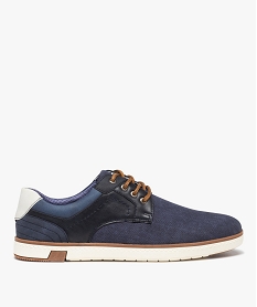 derbies homme dessus toile a semelle contrastee bleu chaussures de villeD255601_1