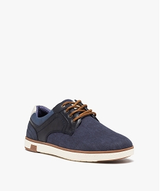 derbies homme dessus toile a semelle contrastee bleu chaussures de villeD255601_2