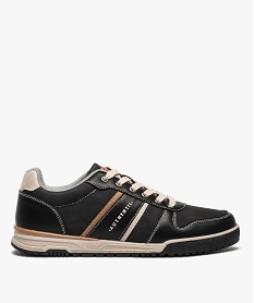 GEMO Baskets homme à surpiqûres contrastées fermeture lacets Noir