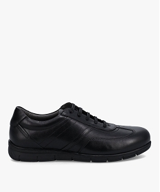GEMO Baskets homme unies dessus cuir fermeture lacets noir standard