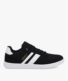 GEMO Baskets homme style casual bicolores à lacets noir vif